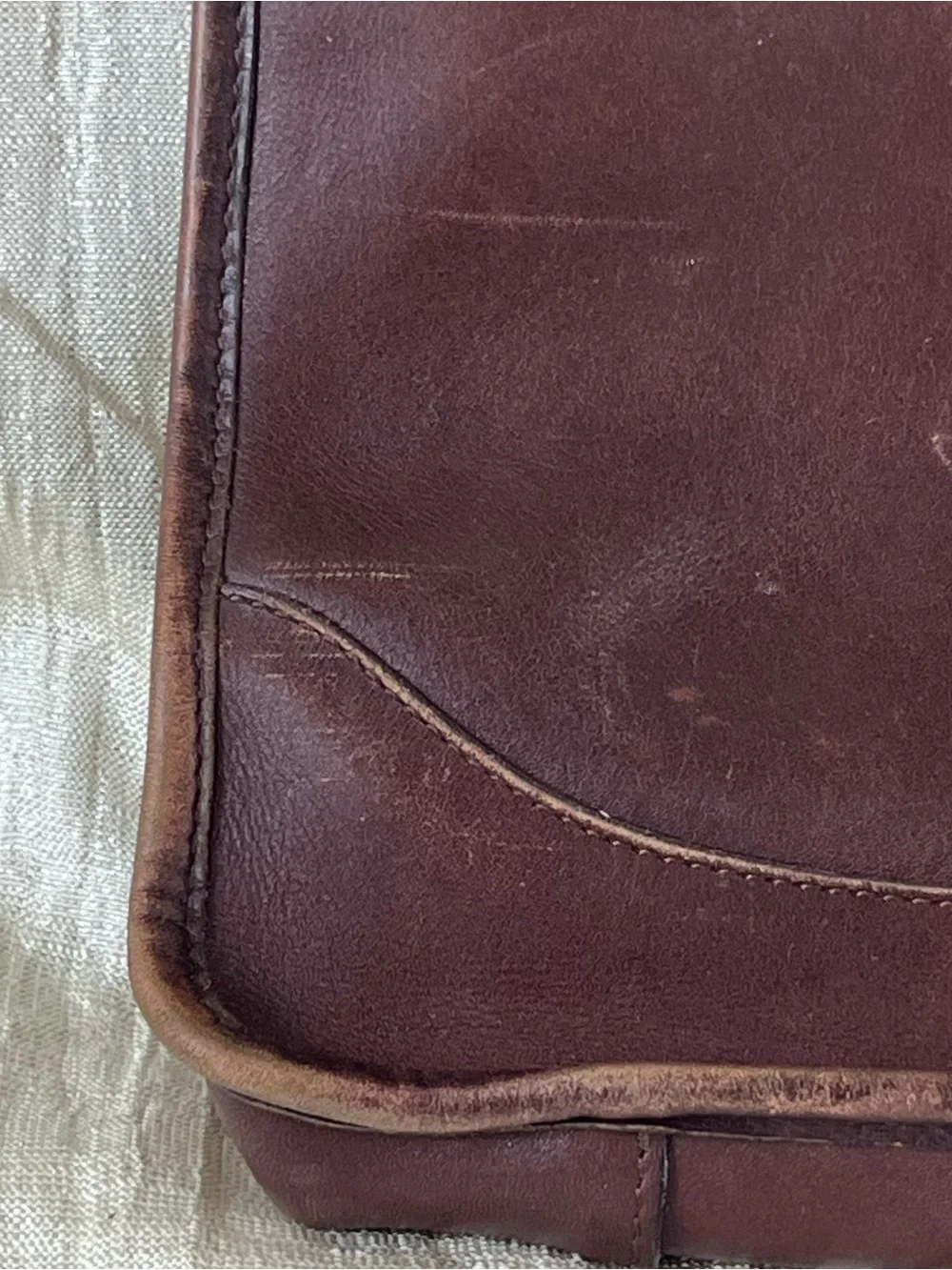 Vintage Dark Brown Leather Briefcase with Top Handles